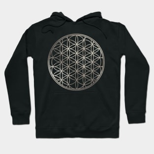 Flower of Life, Faux Silver Foil Hoodie